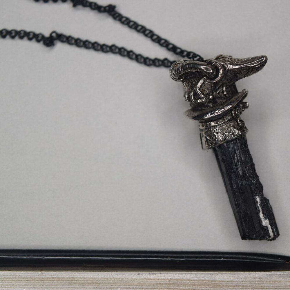Black Tourmaline Protection Talisman Necklace Designer Handmade NWT